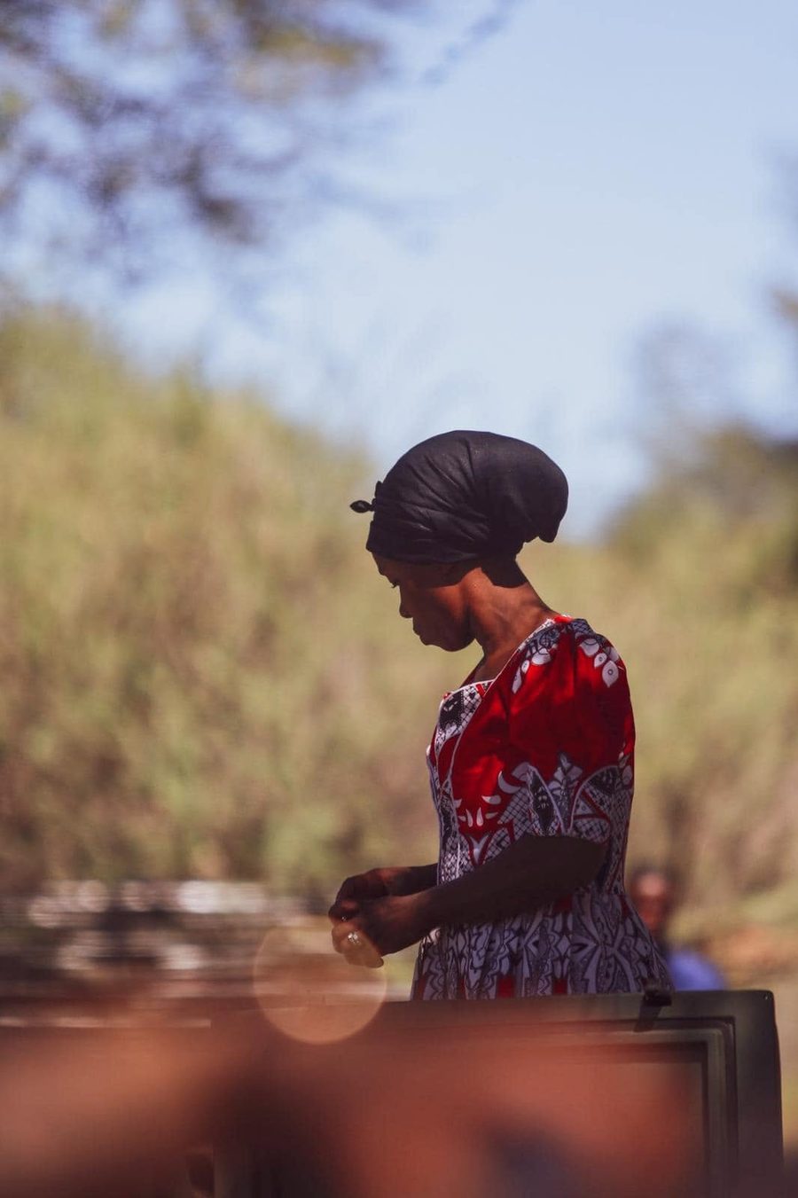 Preparing the table in the bush
