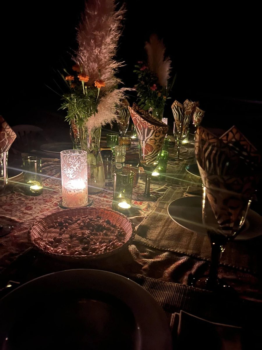 The table by candlelight after dark
