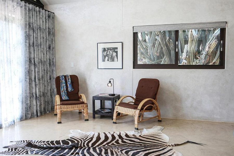 Reading corner with rattan chairs