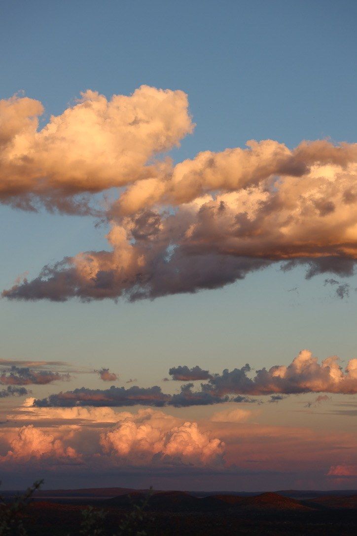 Evening clouds glowing over the Kalahari